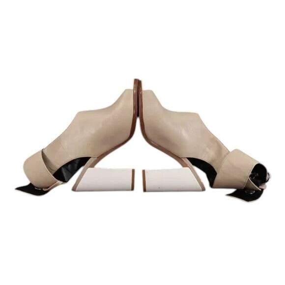 Aldo Shoes Womens 7.5 Pumps Ankle Wrap Buckle Bootie Peep Toe Leather Block Heel - Picture 11 of 16